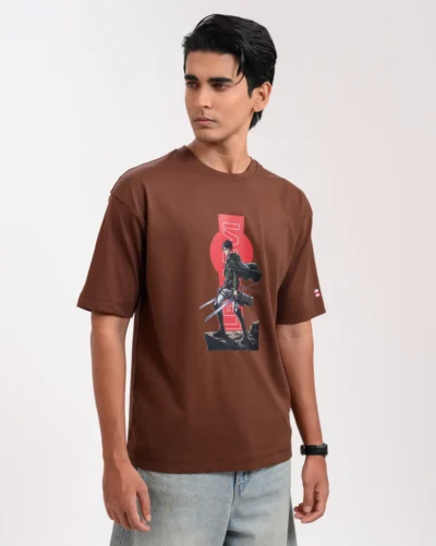 Men’s Retro Drop Shoulder T-Shirt, Color: Coffee Bean