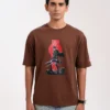 Men’s Retro Drop Shoulder T-Shirt, Color: Coffee Bean - Thumbnail Image 2