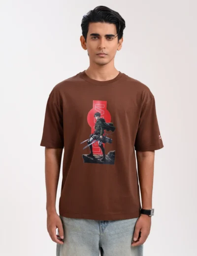 Men’s Retro Drop Shoulder T-Shirt, Color: Coffee Bean