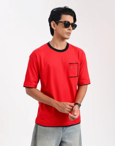 Iconic Edition _ Men’s Retro Drop Shoulder T-Shirt, Color: Dark Cherry