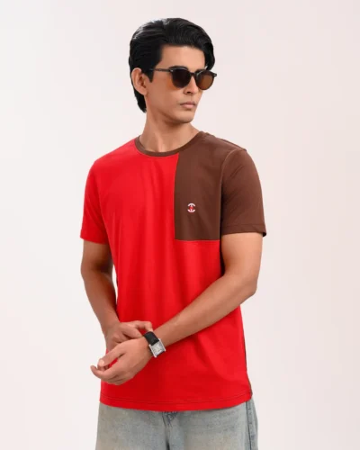 Designer Edition _ Men’s City Vibe Cotton T-Shirt, Color: Vintage Red/Chocolate Brown
