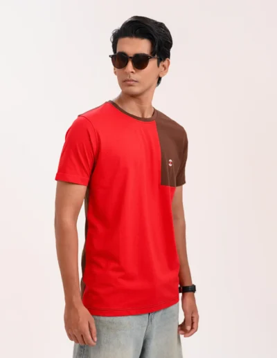 Designer Edition _ Men’s City Vibe Cotton T-Shirt, Color: Vintage Red/Chocolate Brown