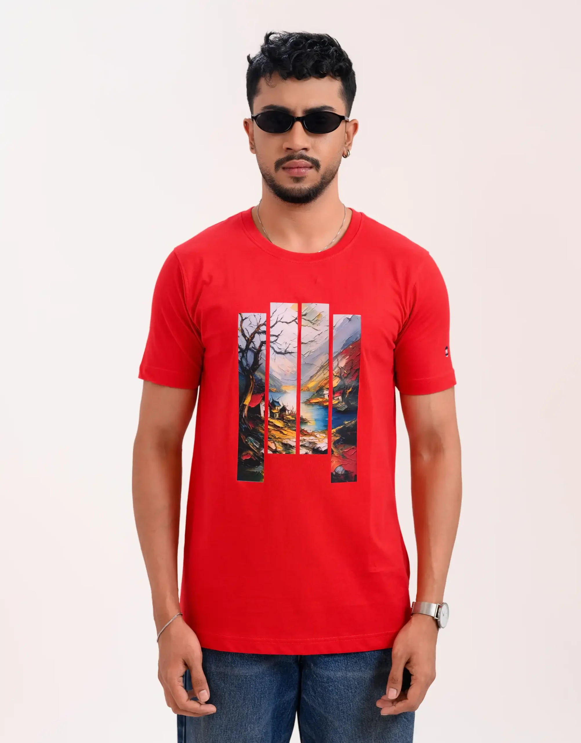 Men’s Motion Street Cotton T-Shirt, Color: Burgundy - Image 3