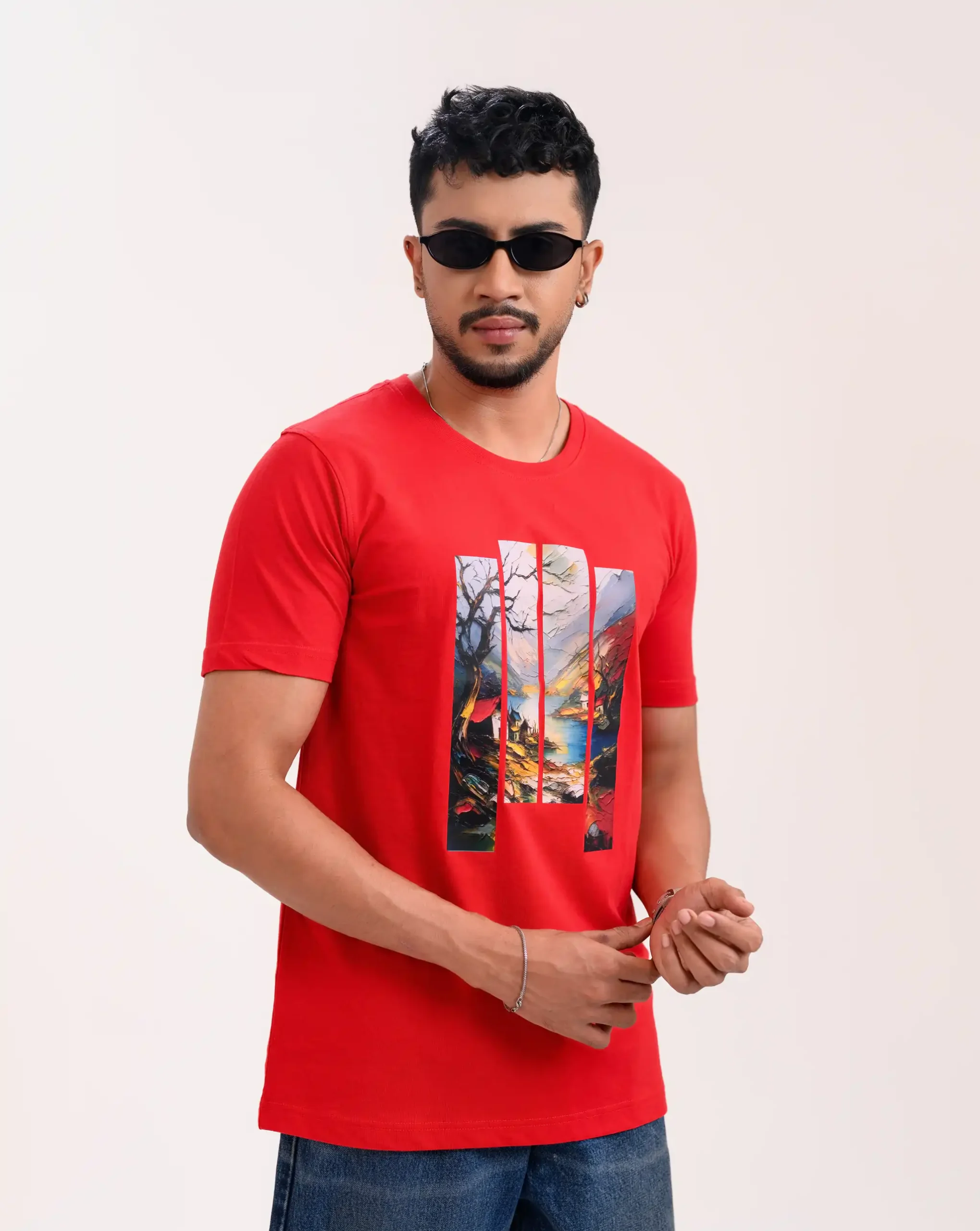 Men’s Motion Street Cotton T-Shirt, Color: Burgundy - Image 2