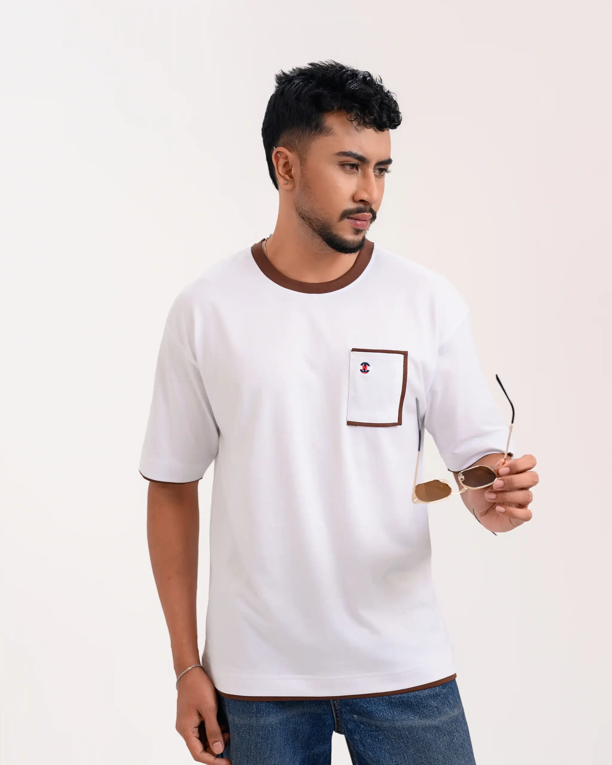 Iconic Edition _ Men’s Retro Drop Shoulder T-Shirt, Color: Pearl White - Image 3