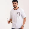 Iconic Edition _ Men’s Retro Drop Shoulder T-Shirt, Color: Pearl White - Thumbnail Image 2