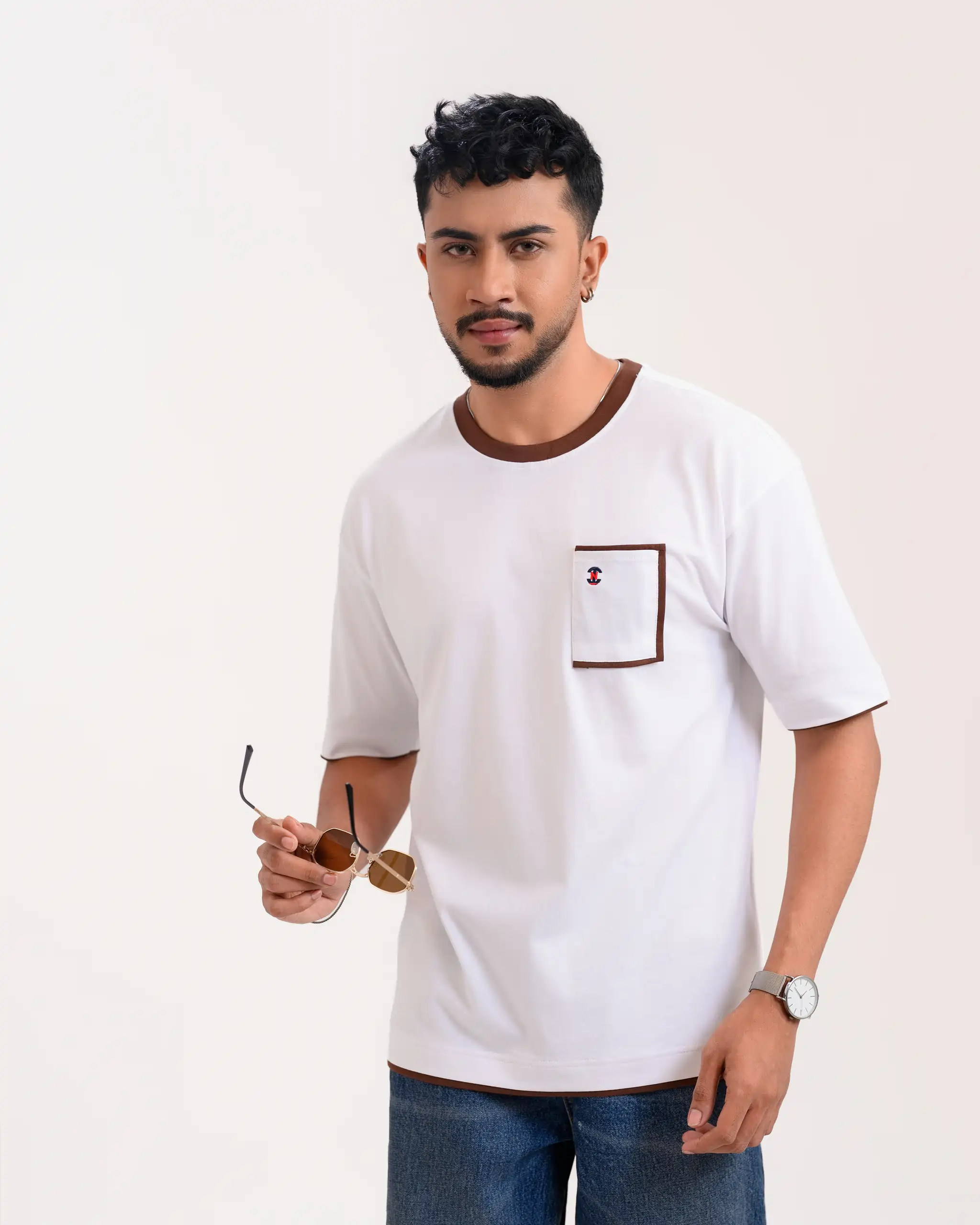 Iconic Edition _ Men’s Retro Drop Shoulder T-Shirt, Color: Pearl White - Image 2