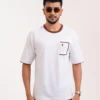 Iconic Edition _ Men’s Retro Drop Shoulder T-Shirt, Color: Pearl White - Thumbnail Image 1