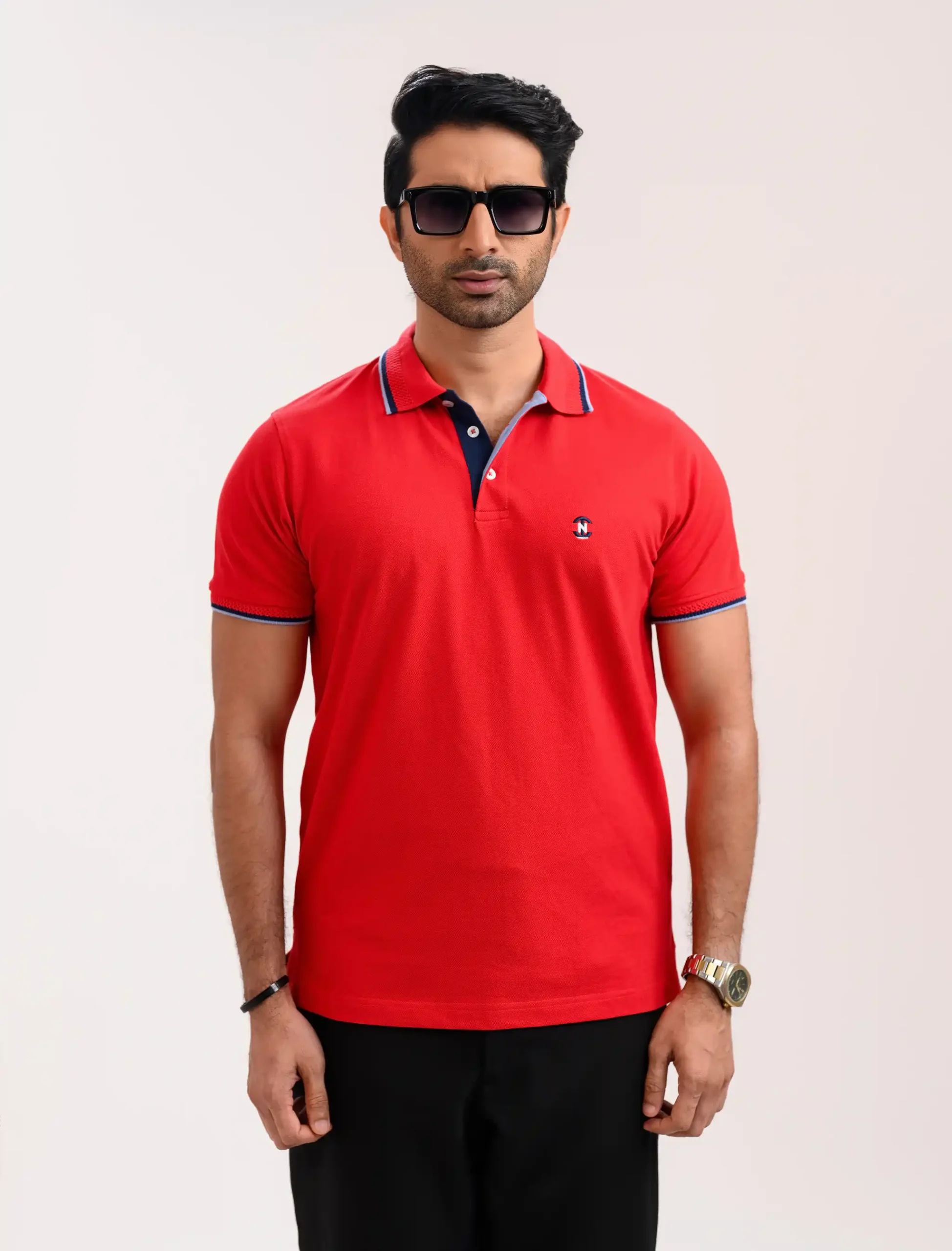 Men’s Urban Edge Polo Shirt, Color: Ferrari Red - Image 3