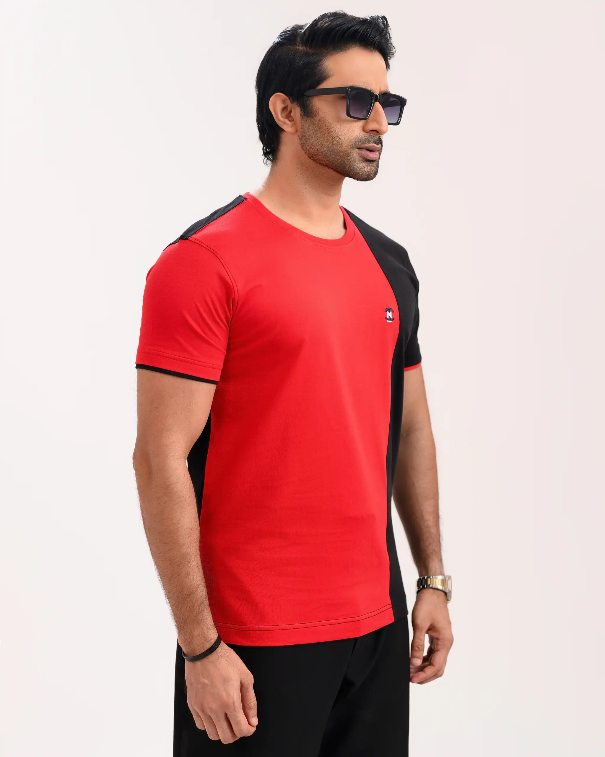 Designer Edition _ Men’s City Vibe Cotton T-Shirt, Color: Wine/Black - Image 3
