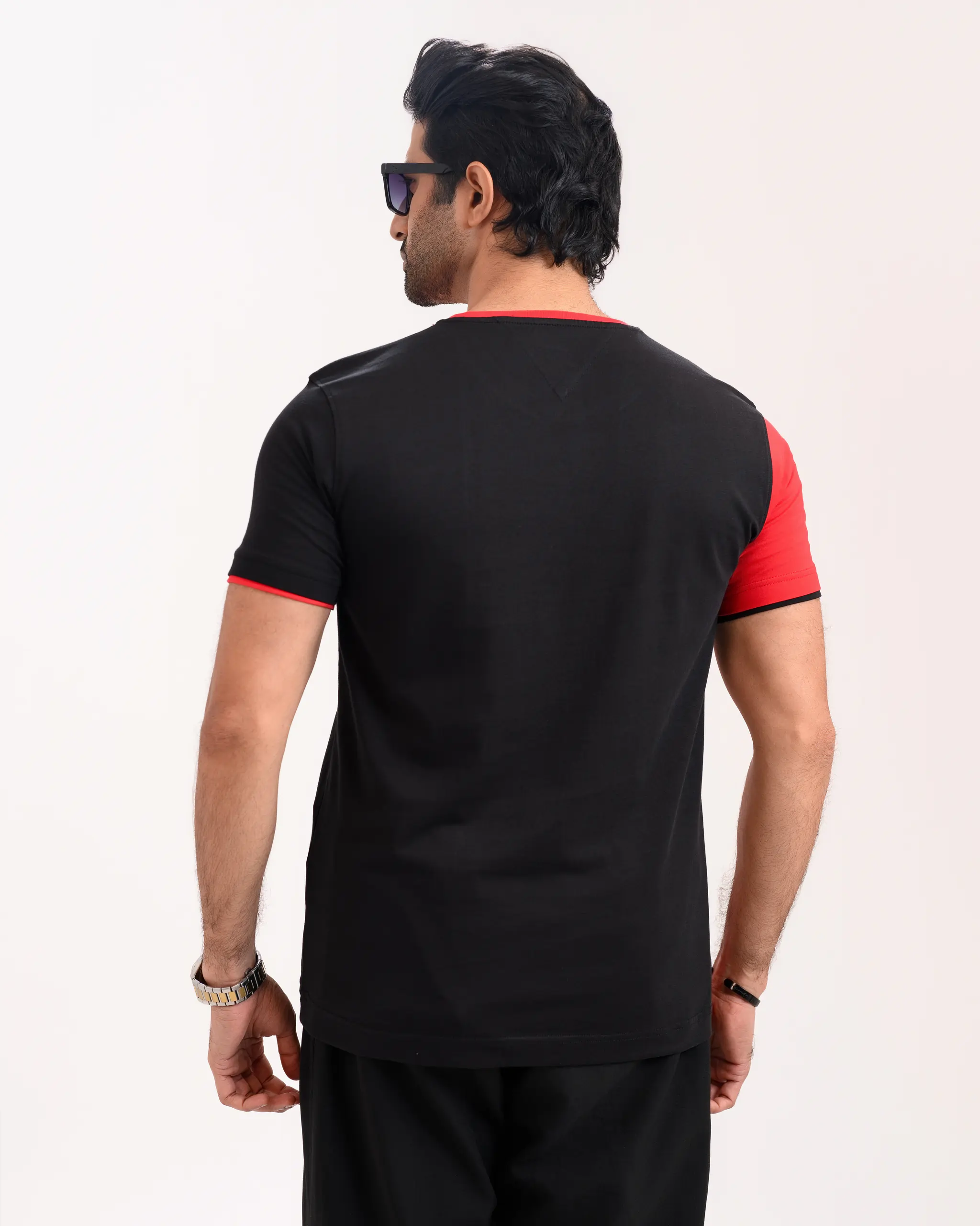 Designer Edition _ Men’s City Vibe Cotton T-Shirt, Color: Wine/Black - Image 4