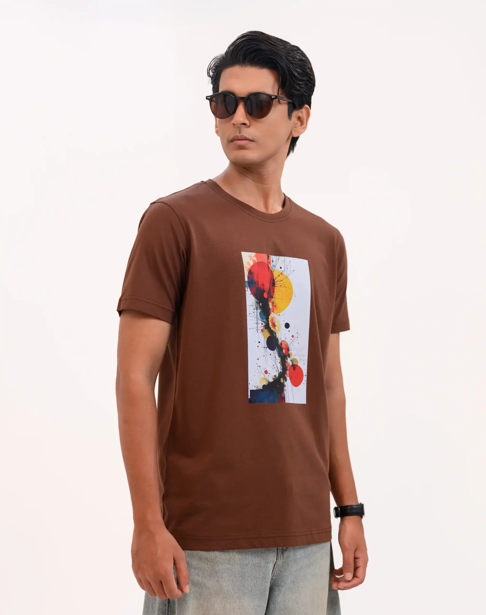 Men’s Motion Street Cotton T-Shirt, Color: Cinnamon Brown - Image 3
