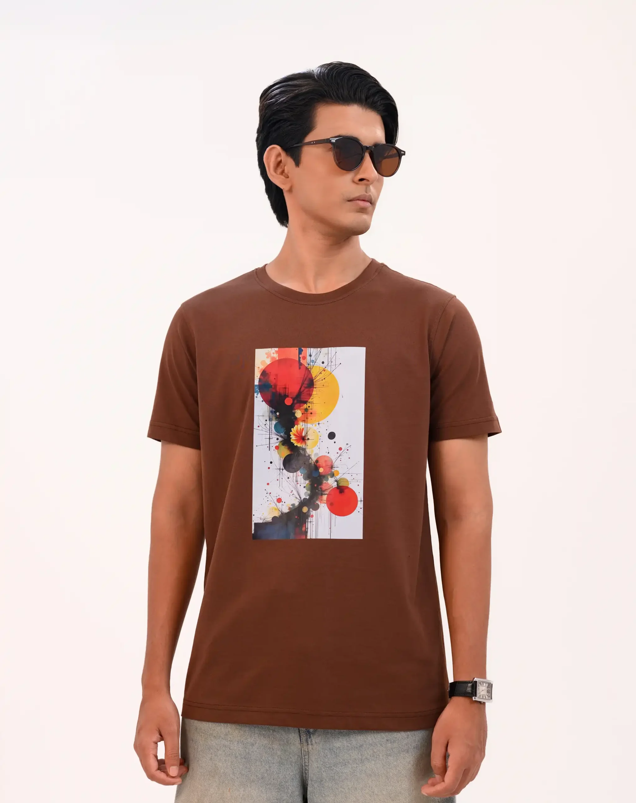 Men’s Motion Street Cotton T-Shirt, Color: Cinnamon Brown - Image 2