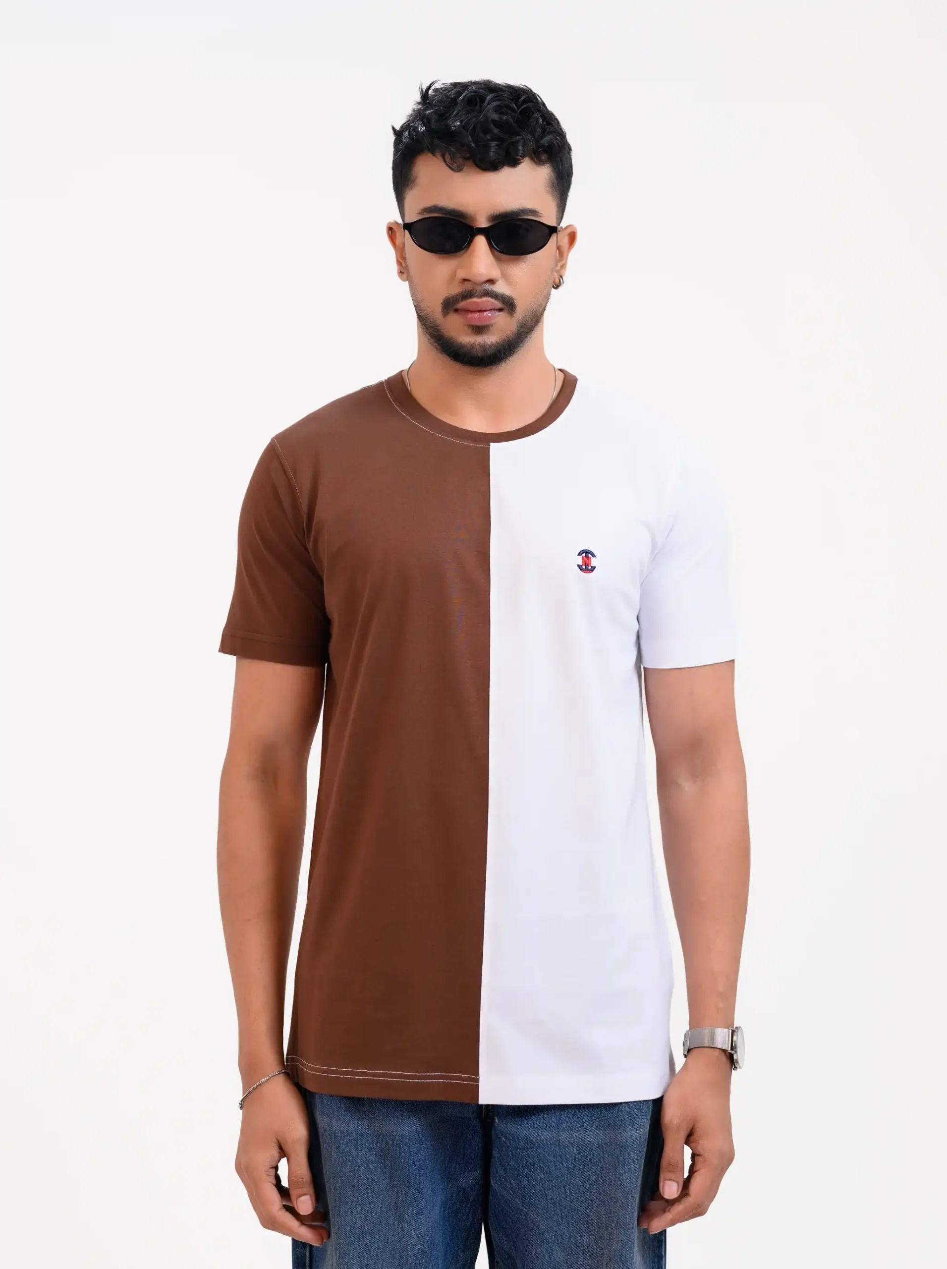 Designer Edition _ Men’s City Vibe Cotton T-Shirt, Color: Espresso/White - Image 3