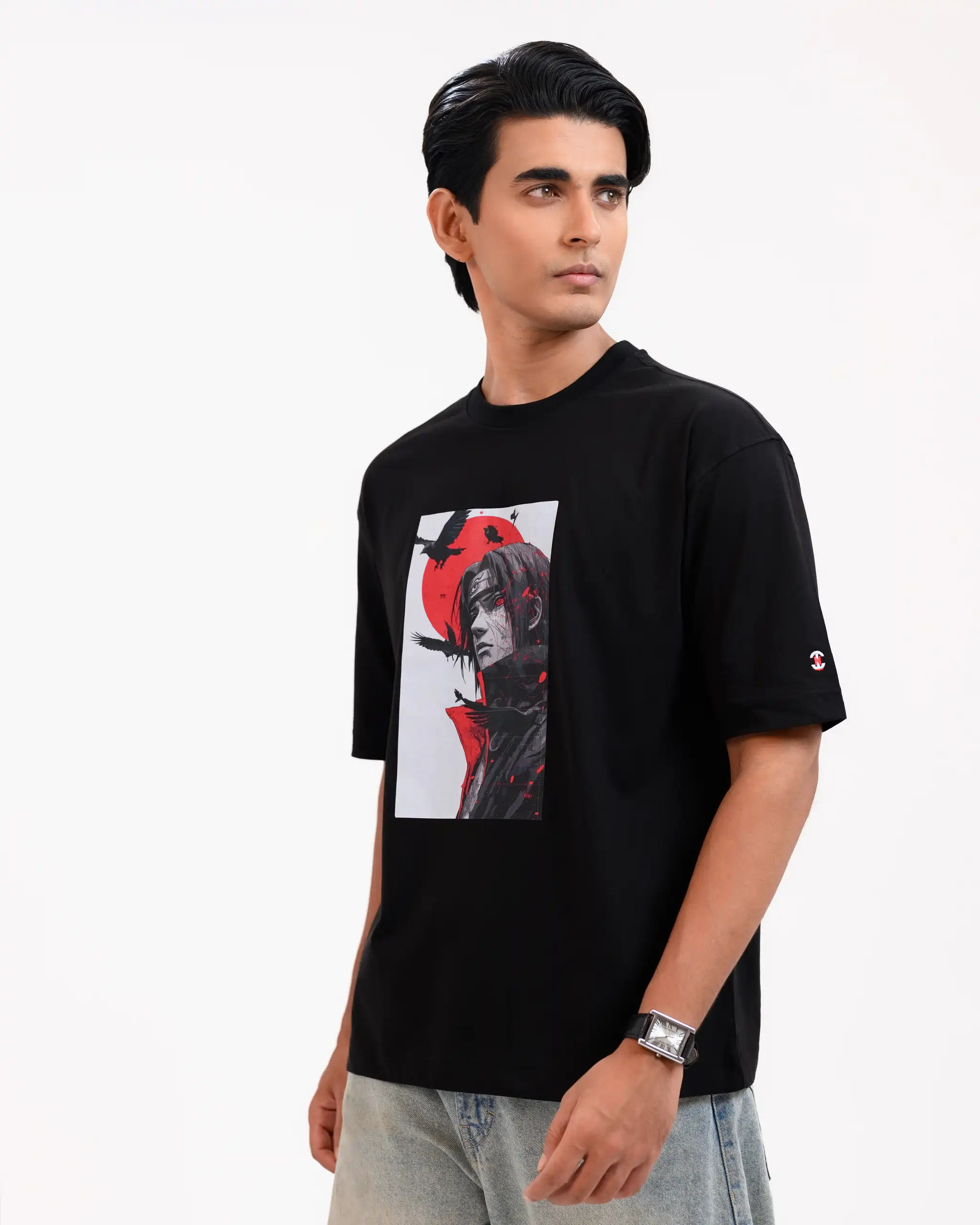 Men’s Retro Comfy Drop Shoulder T-Shirt, Color: Onyx Black - Image 2