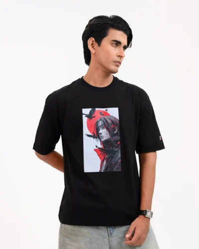 Men’s Retro Comfy Drop Shoulder T-Shirt, Color: Onyx Black