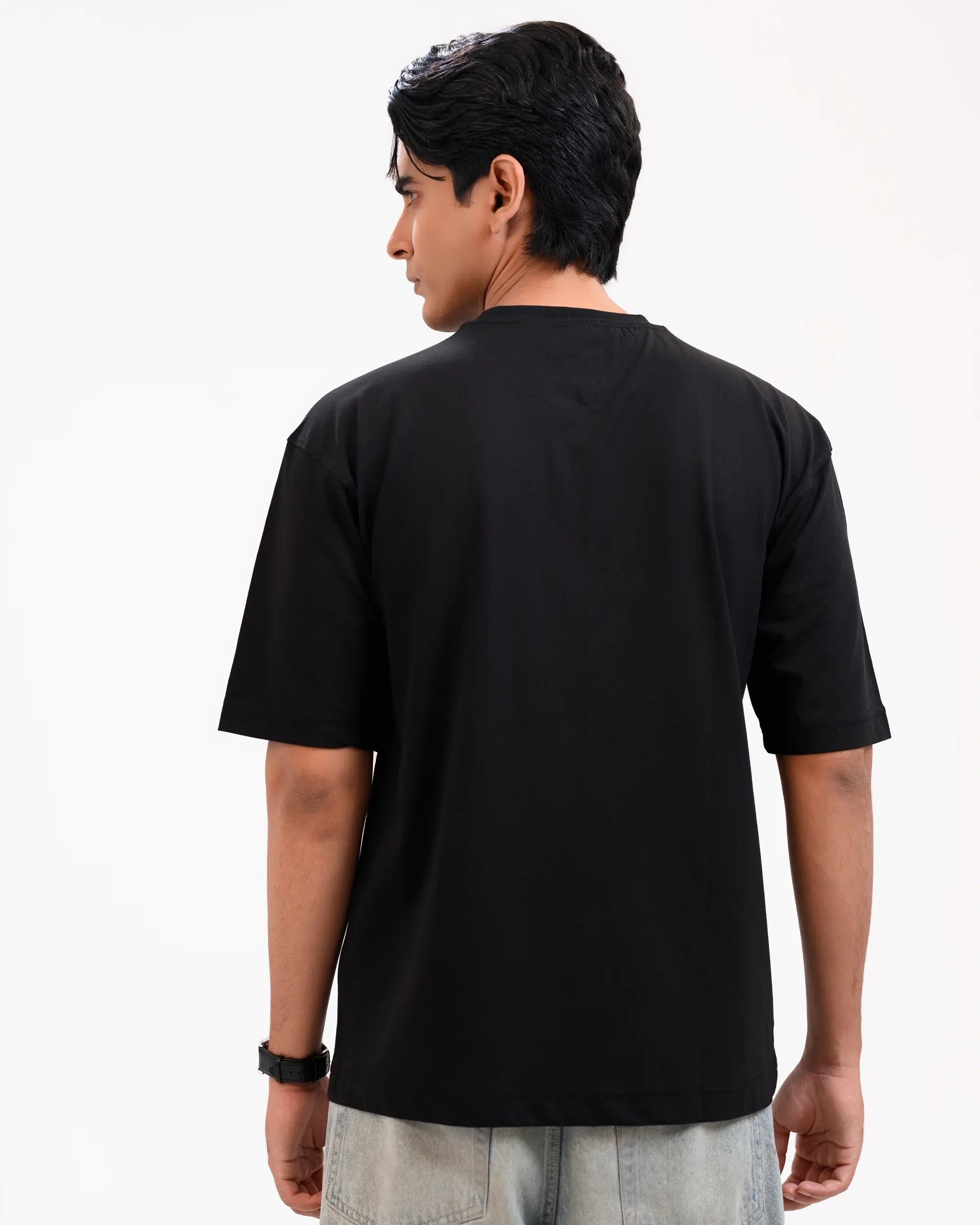 Men’s Retro Comfy Drop Shoulder T-Shirt, Color: Onyx Black - Image 4