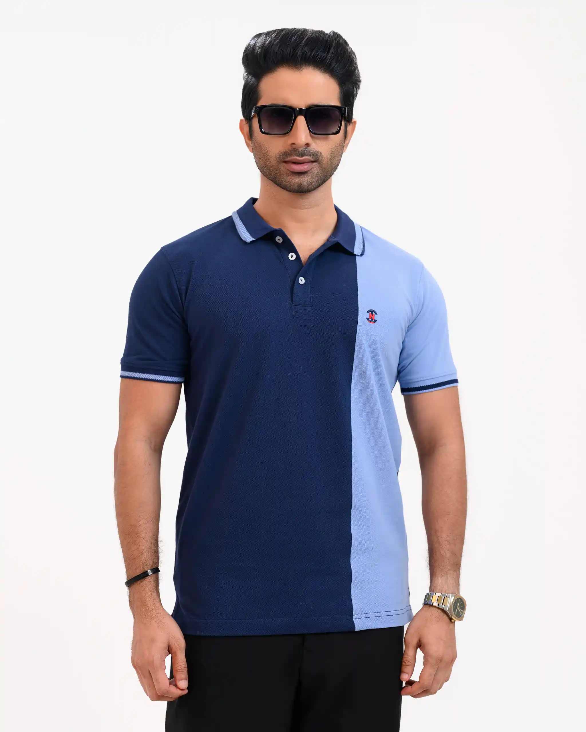 Designer Edition _ Men’s Urban Flow Polo Shirt, Color: Midnight Blue/Glacier Blue - Image 3