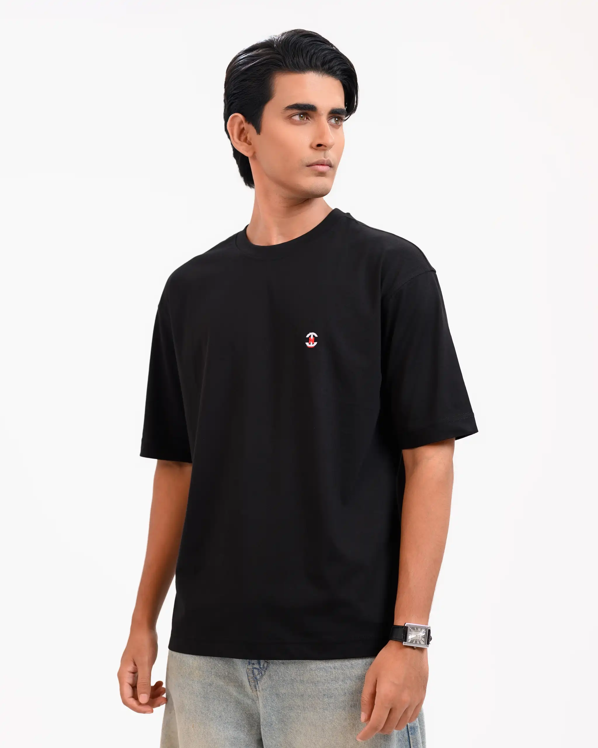 Men’s Retro Comfy Drop Shoulder T-Shirt, Color: Midnight Black - Image 3