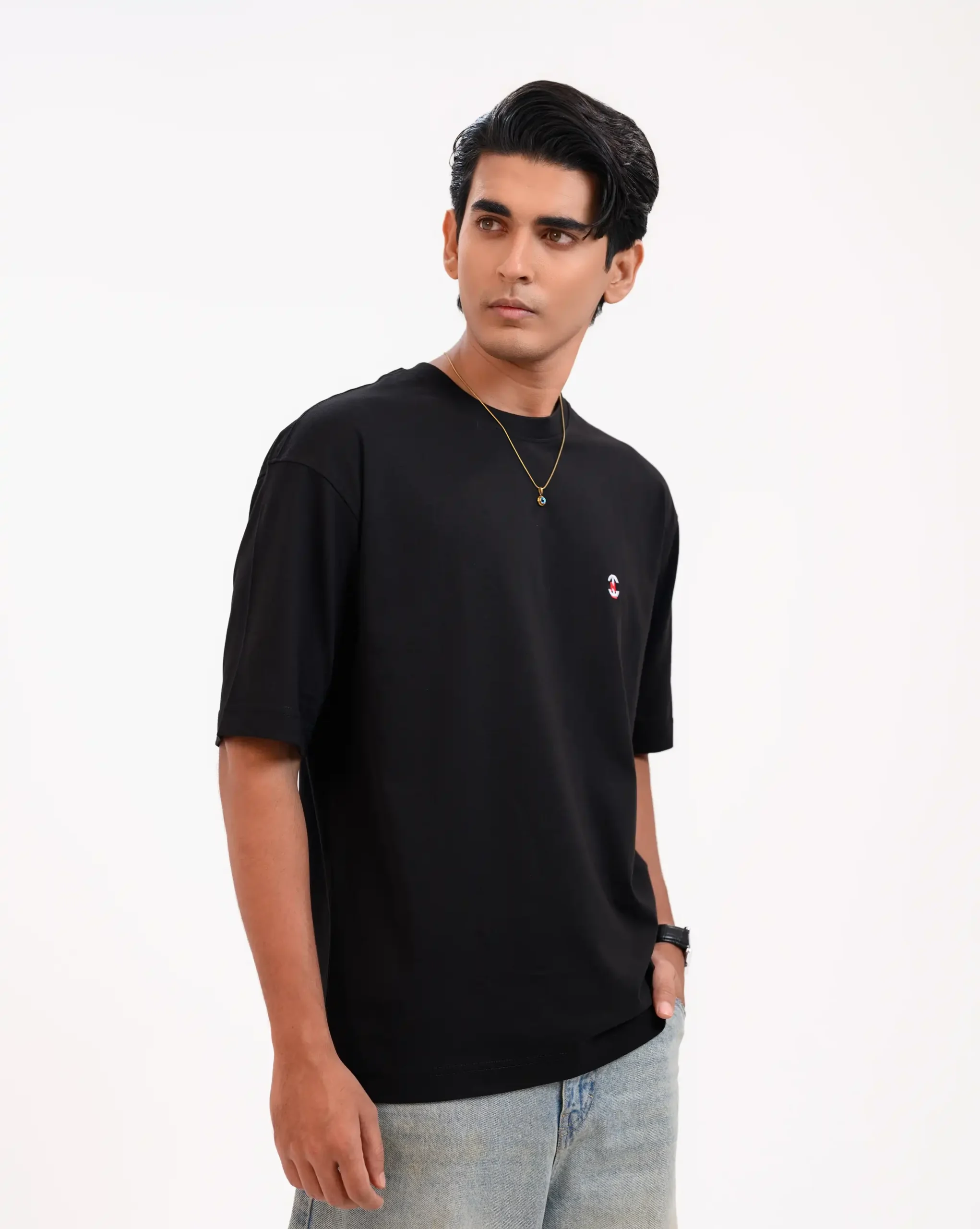 Men’s Retro Comfy Drop Shoulder T-Shirt, Color: Midnight Black - Image 4