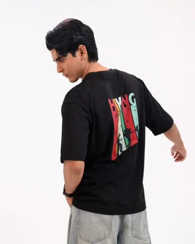 Men’s Retro Comfy Drop Shoulder T-Shirt, Color: Midnight Black