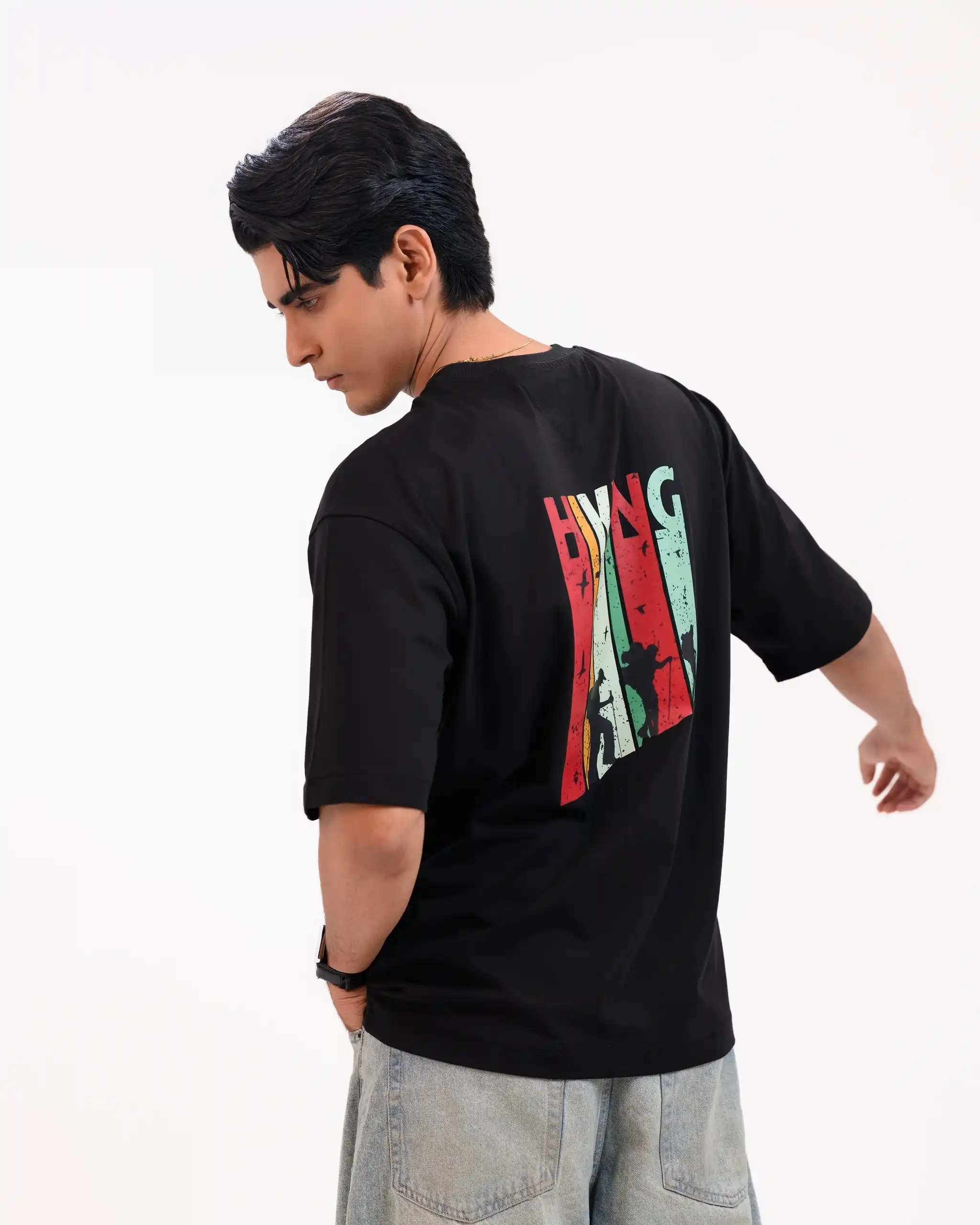 Men’s Retro Comfy Drop Shoulder T-Shirt, Color: Midnight Black - Image 2