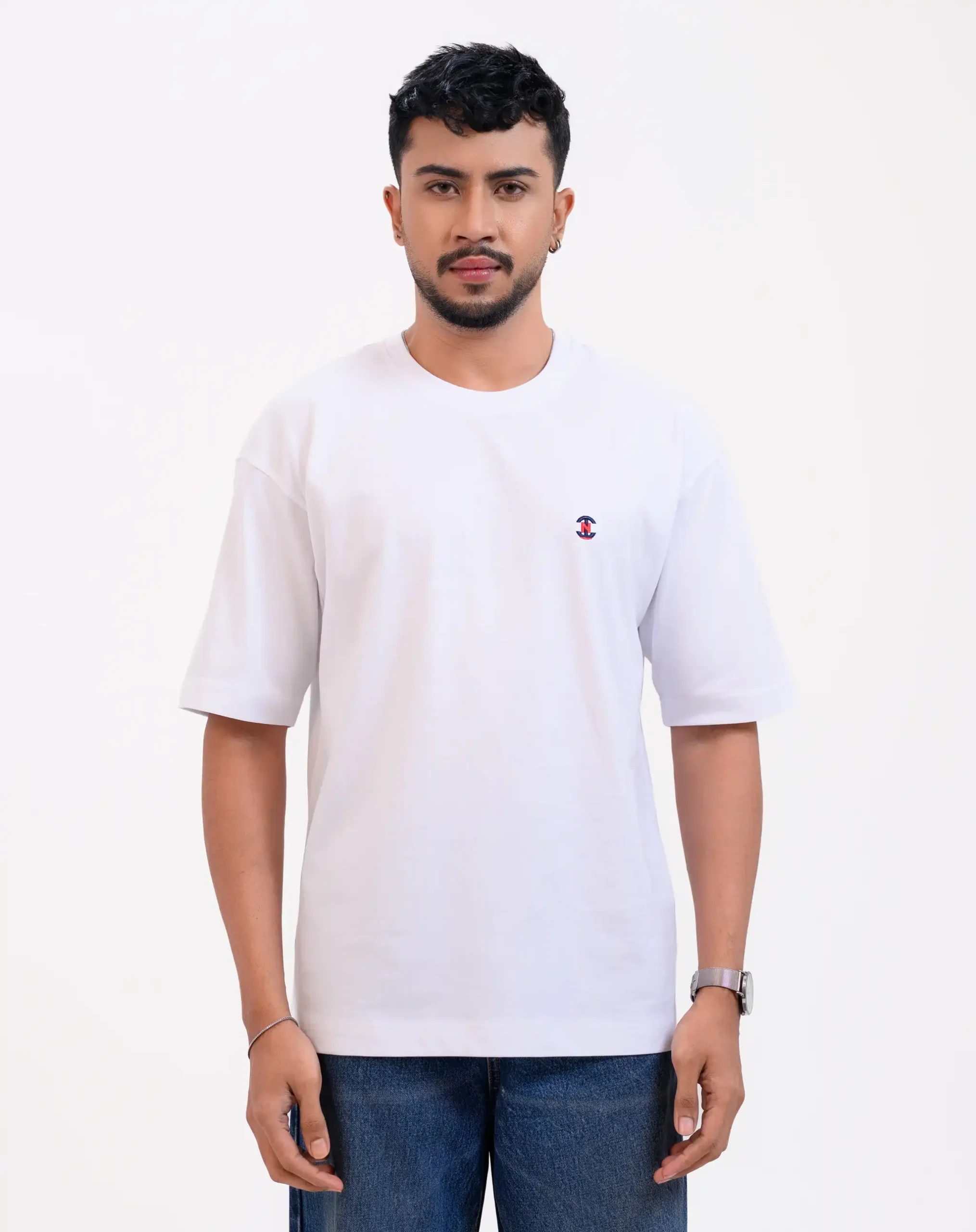Men’s Retro Comfy Drop Shoulder T-Shirt, Color: Arctic White - Image 4