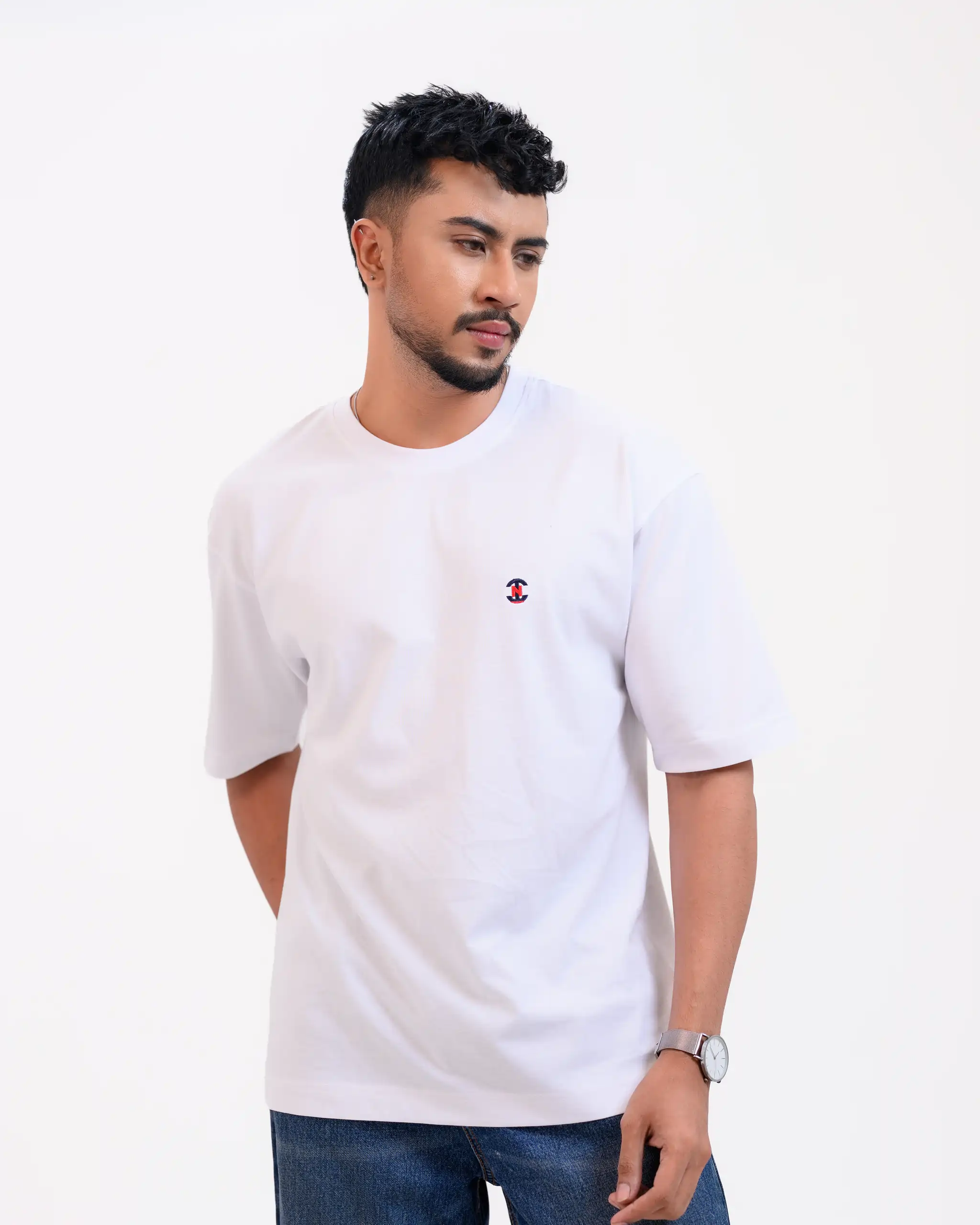 Men’s Retro Comfy Drop Shoulder T-Shirt, Color: Arctic White - Image 3