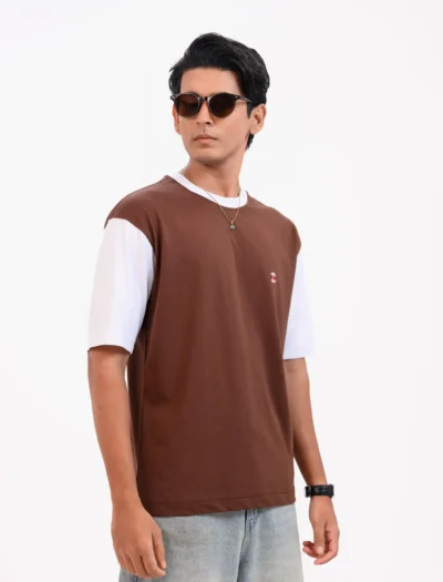 Iconic Edition _ Men’s Retro Drop Shoulder T-Shirt, Color: Espresso/Glacier White