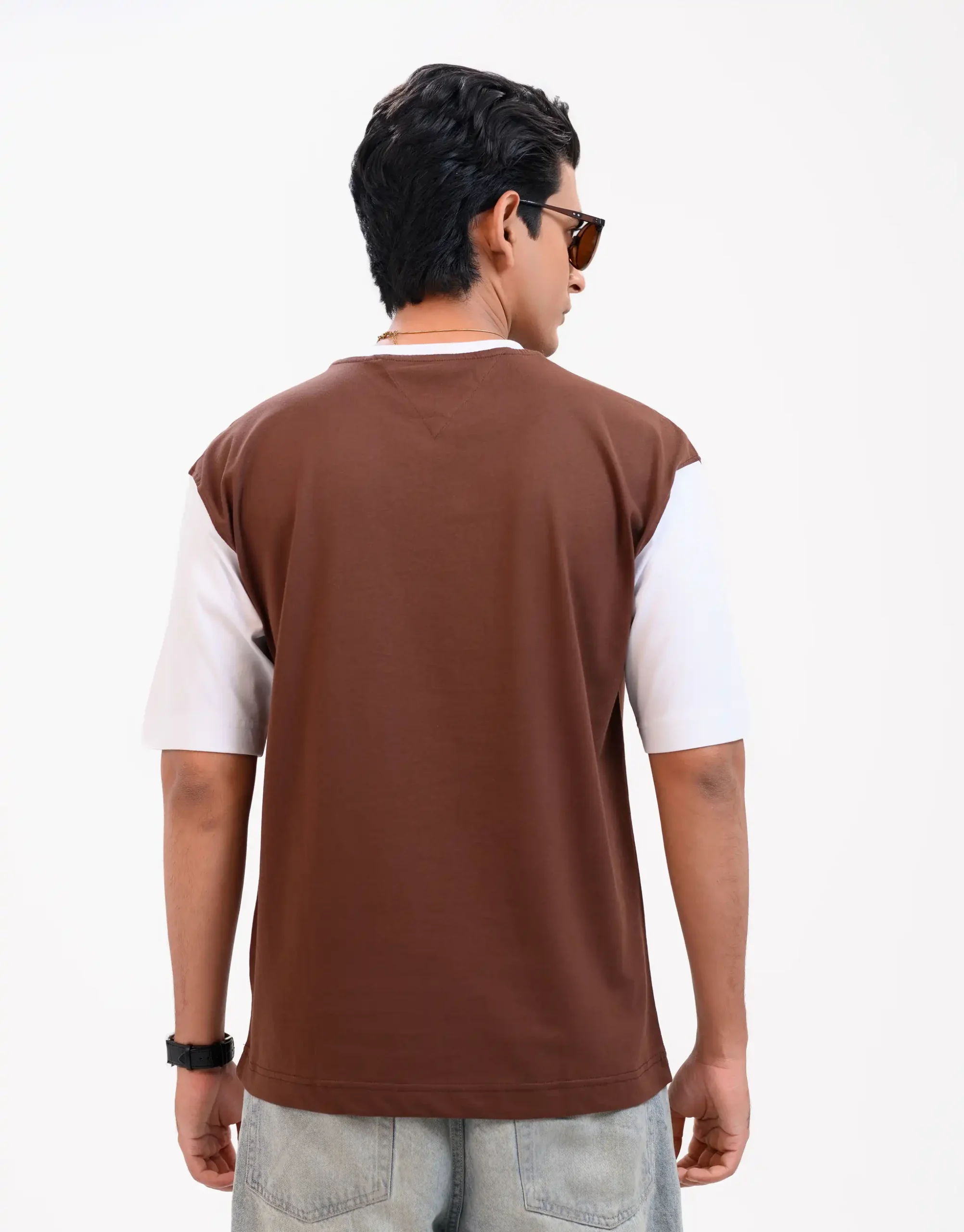 Iconic Edition _ Men’s Retro Drop Shoulder T-Shirt, Color: Espresso/Glacier White - Image 4