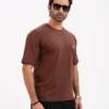 Men’s Retro Comfy Drop Shoulder T-Shirt, Color: Dark Oak - Thumbnail Image 4