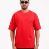 Men’s Retro Comfy Drop Shoulder T-Shirt, Color: Crimson Red - Thumbnail Image 4
