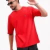 Men’s Retro Comfy Drop Shoulder T-Shirt, Color: Crimson Red - Thumbnail Image 5