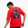 Men’s Retro Comfy Drop Shoulder T-Shirt, Color: Crimson Red - Thumbnail Image 2