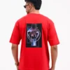 Men’s Retro Comfy Drop Shoulder T-Shirt, Color: Crimson Red - Thumbnail Image 1