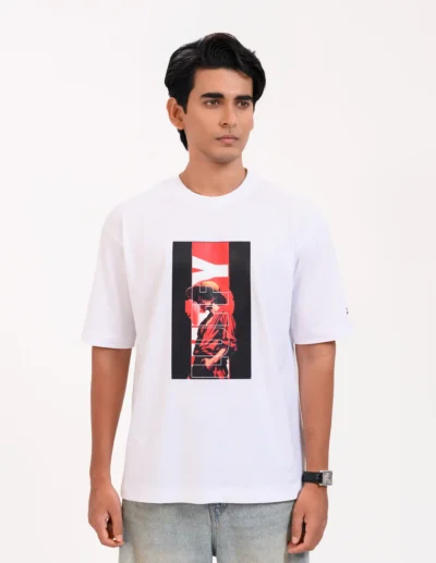 Men’s Retro Comfy Drop Shoulder T-Shirt, Color: Frost White