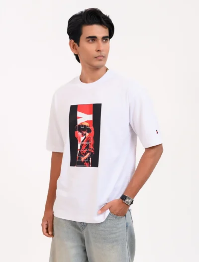 Men’s Retro Comfy Drop Shoulder T-Shirt, Color: Frost White
