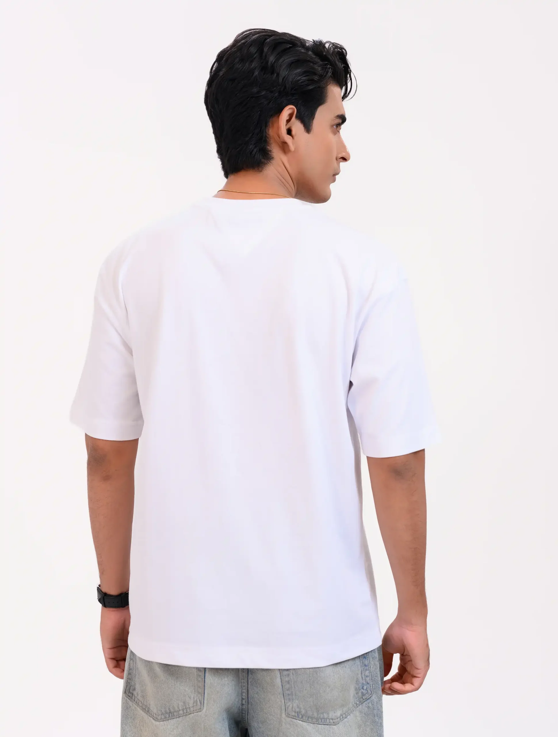 Men’s Retro Comfy Drop Shoulder T-Shirt, Color: Frost White - Image 3