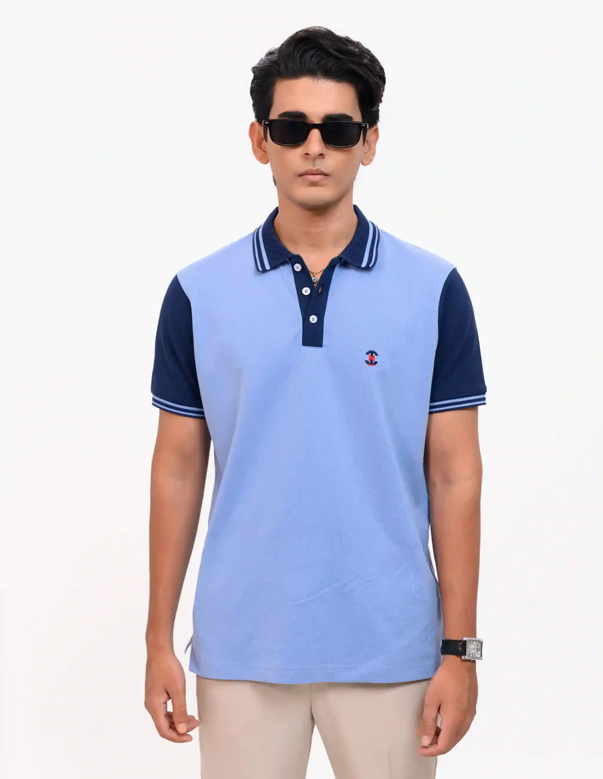 Designer Edition _ Men’s Urban Flow Polo Shirt, Color: Sky/Navy - Image 2