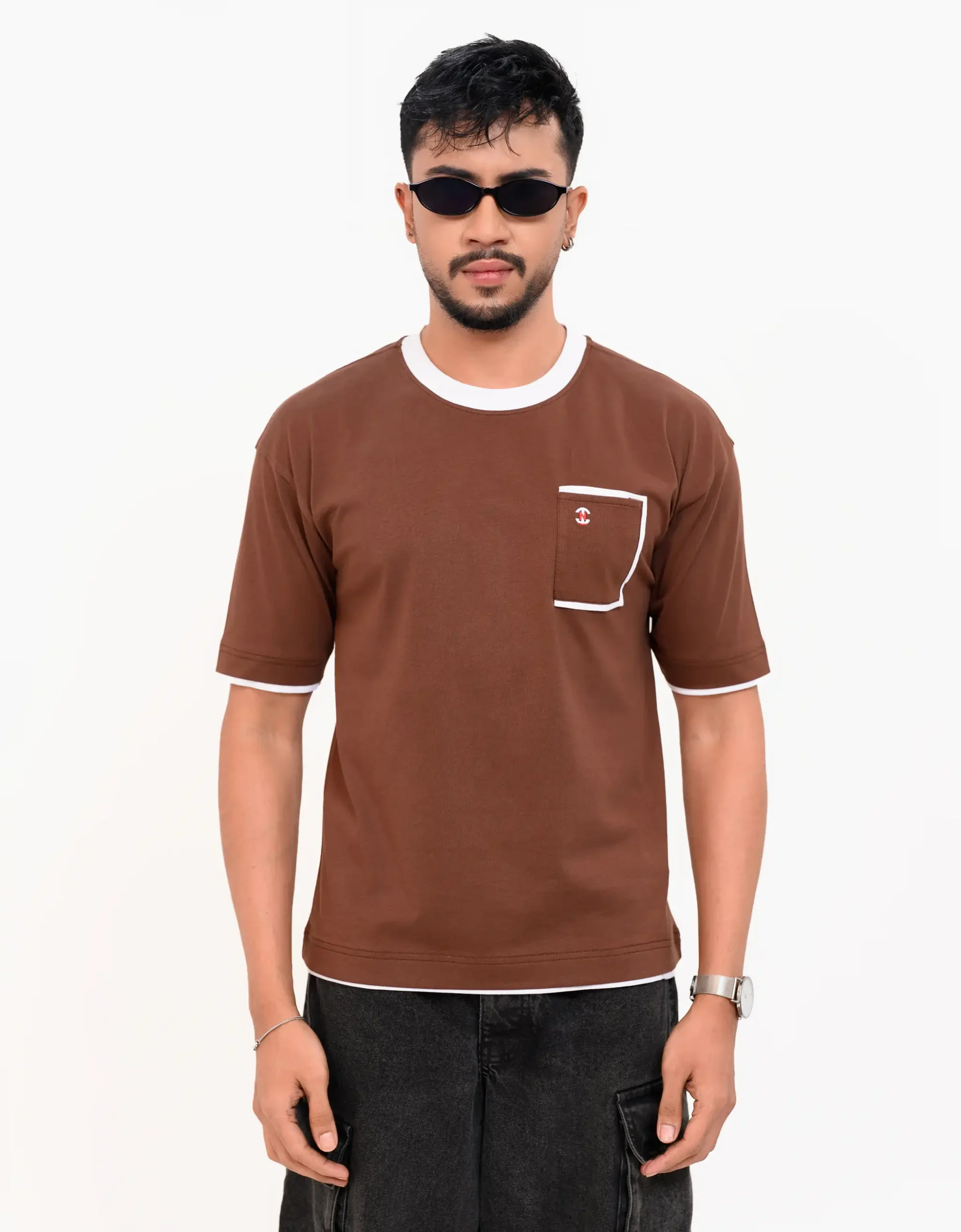 Iconic Edition _ Men’s Retro Drop Shoulder T-Shirt, Color: Cocoa Brown - Image 4