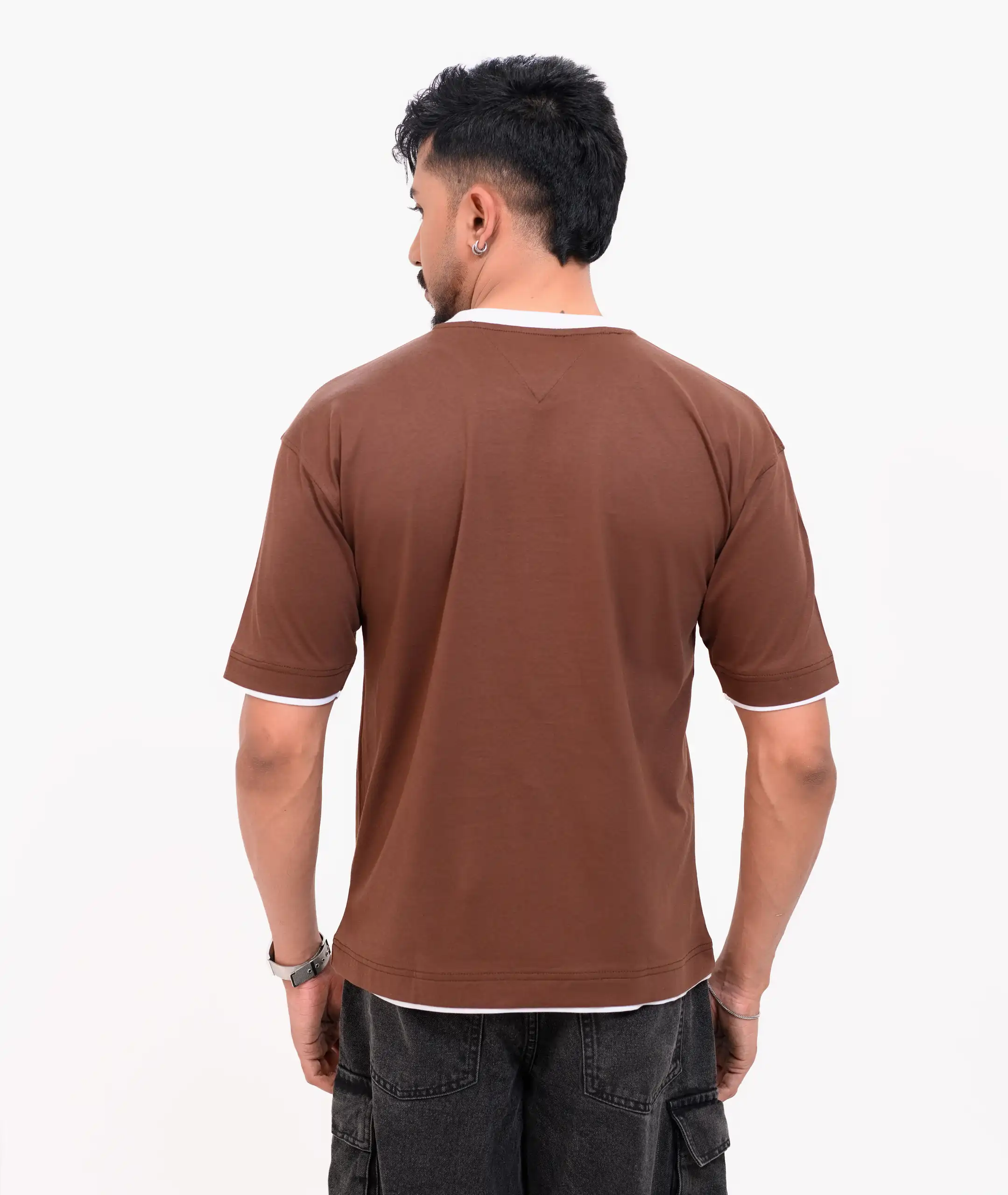 Iconic Edition _ Men’s Retro Drop Shoulder T-Shirt, Color: Cocoa Brown - Image 5