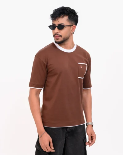 Iconic Edition _ Men’s Retro Drop Shoulder T-Shirt, Color: Cocoa Brown
