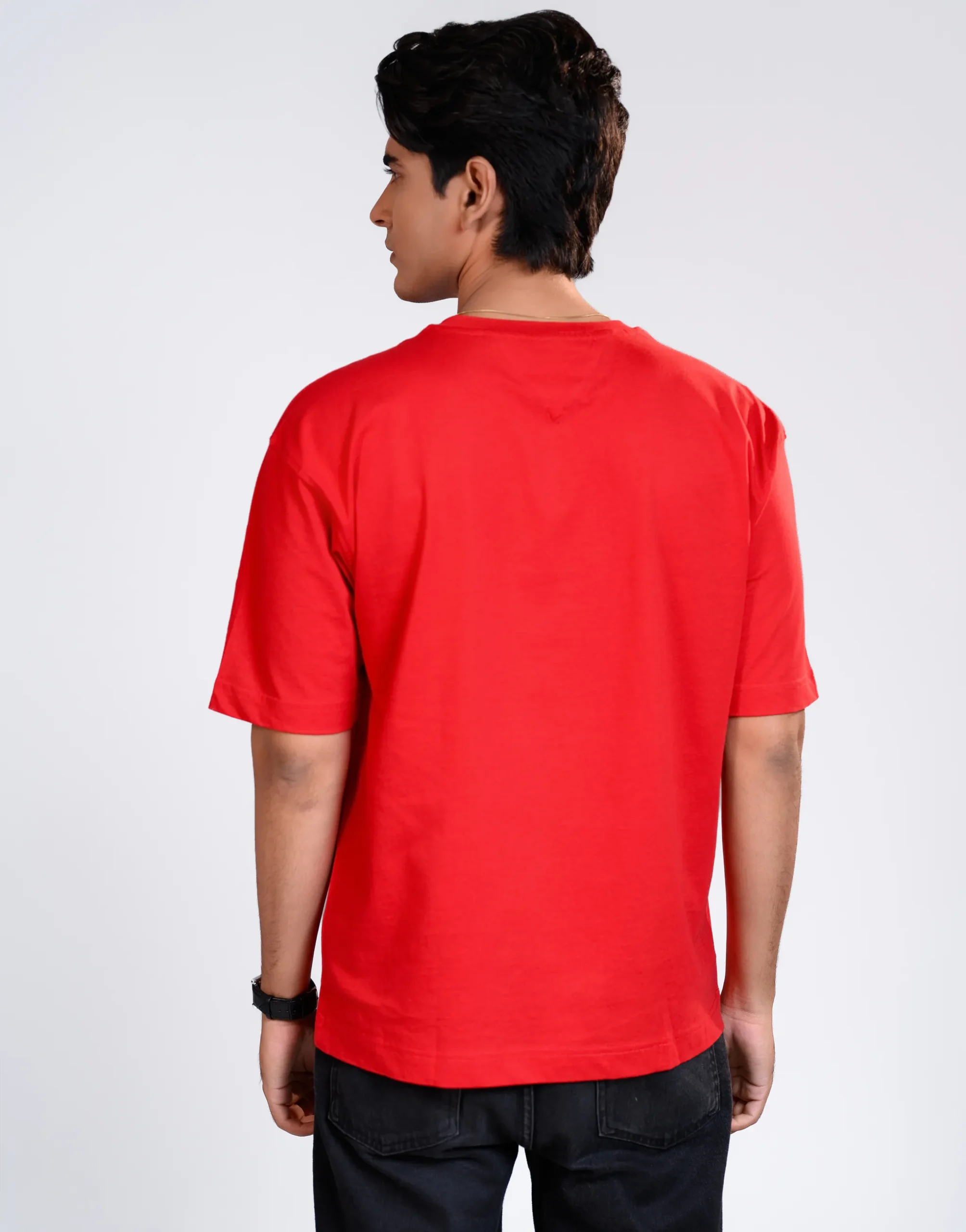 Men’s Retro Comfy Drop Shoulder T-Shirt, Color: Garnet Red - Image 4