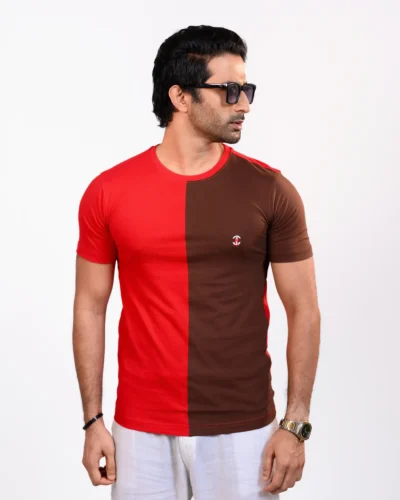 Designer Edition _ Men’s City Vibe Cotton T-Shirt, Color: Crimson/Espresso