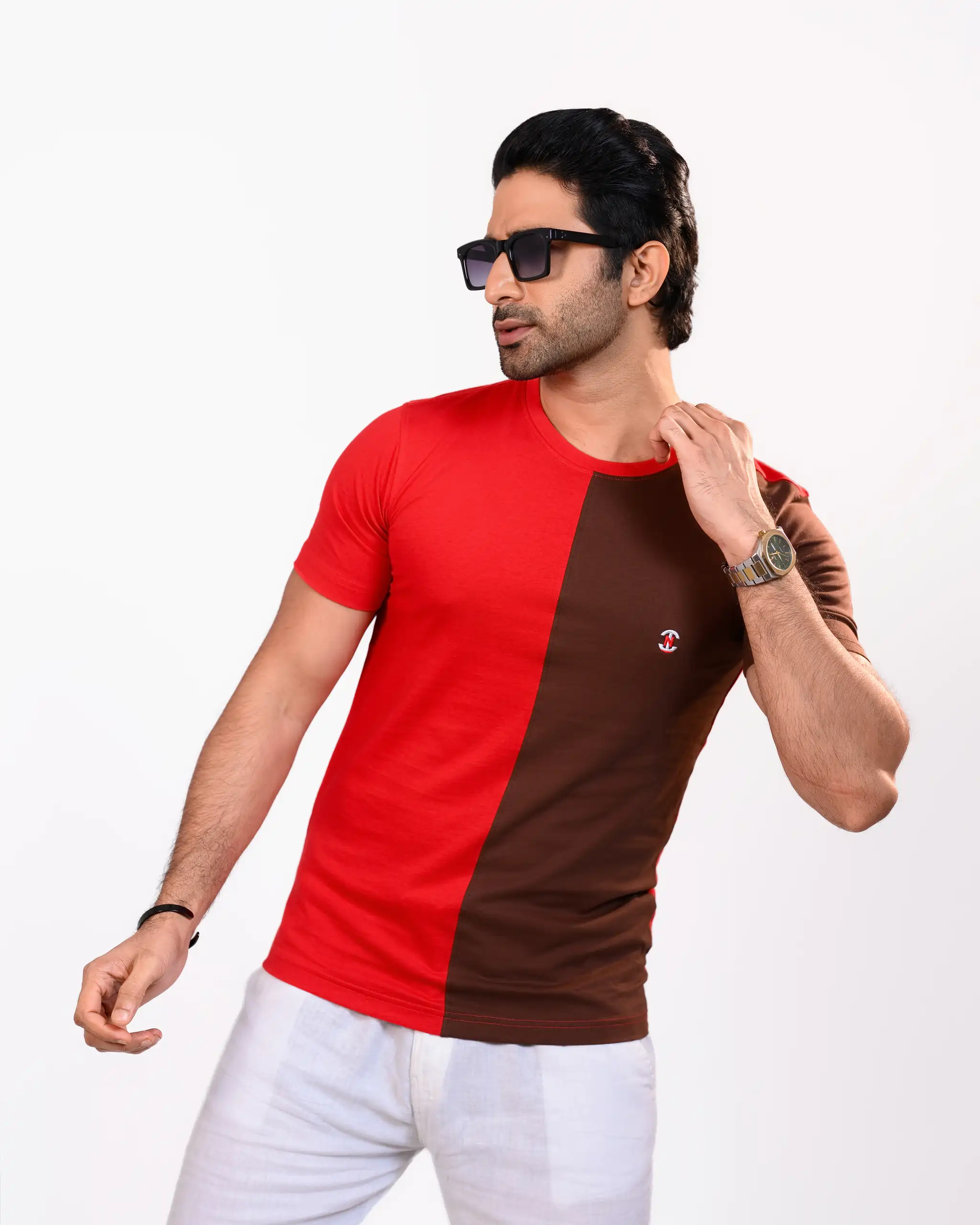 Designer Edition _ Men’s City Vibe Cotton T-Shirt, Color: Crimson/Espresso - Image 3
