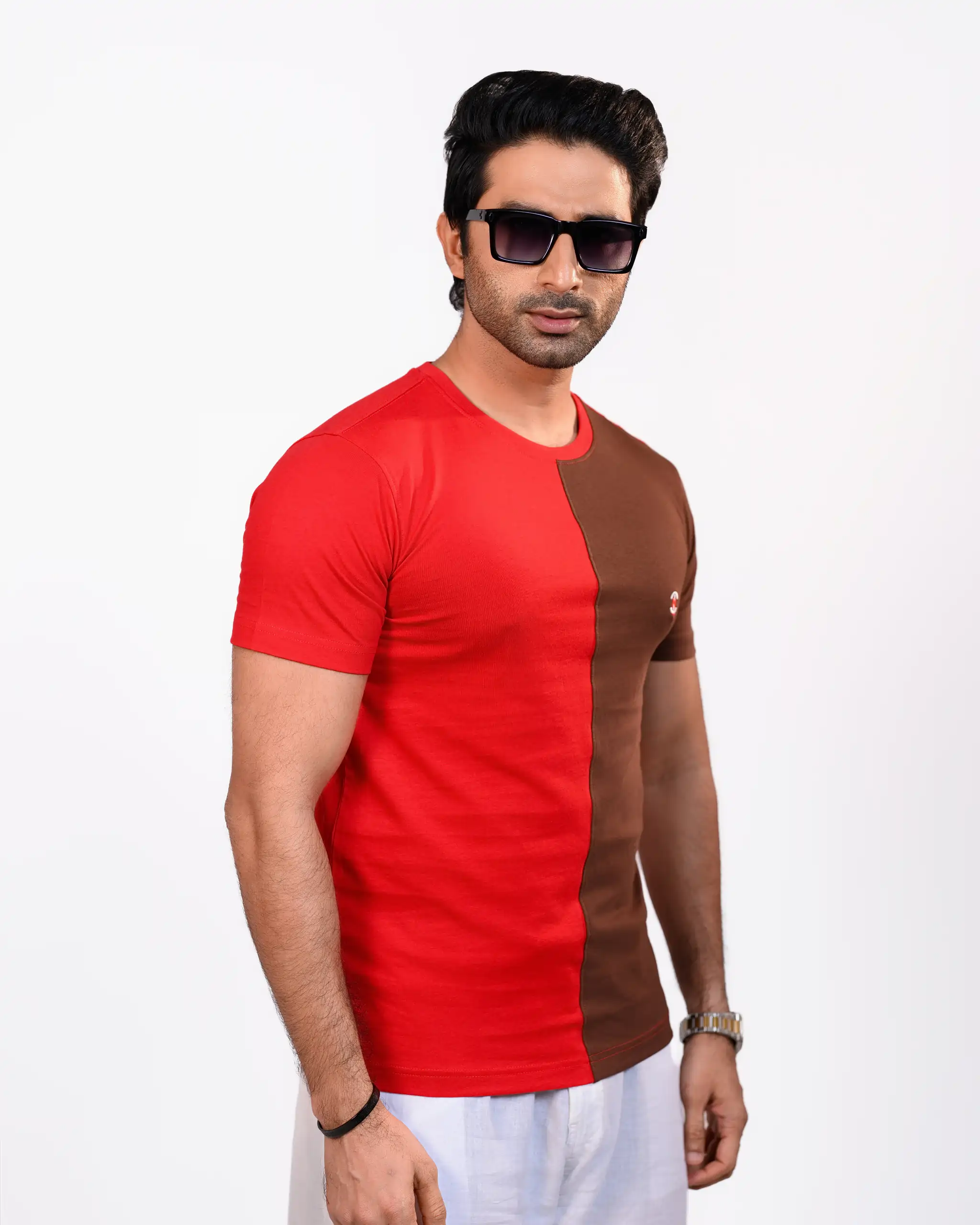 Designer Edition _ Men’s City Vibe Cotton T-Shirt, Color: Crimson/Espresso - Image 2